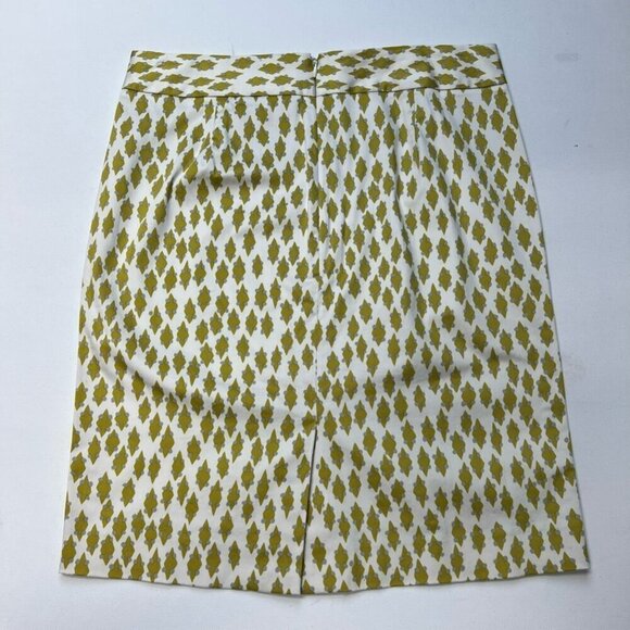 J.Crew Womens A Line Skirt Green White Diamond Above Knee Stretch Zip 10 - Picture 3 of 10